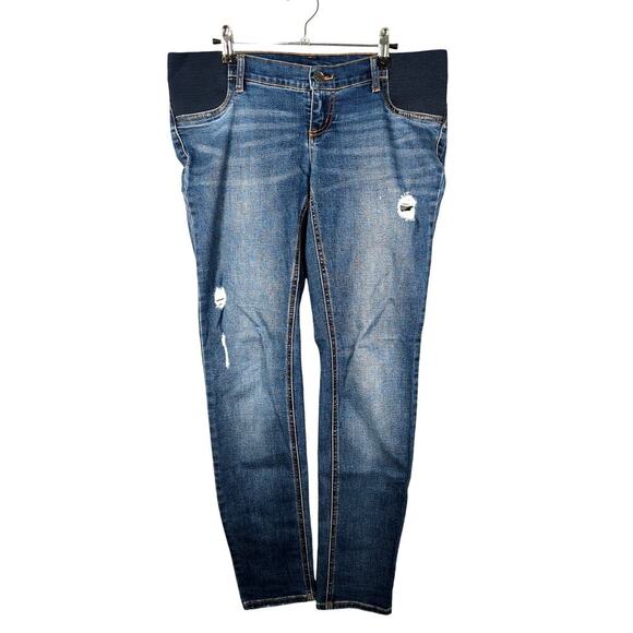 Maternity Jeans Indigo Blue Side Panel Size Medium - Picture 1 of 10